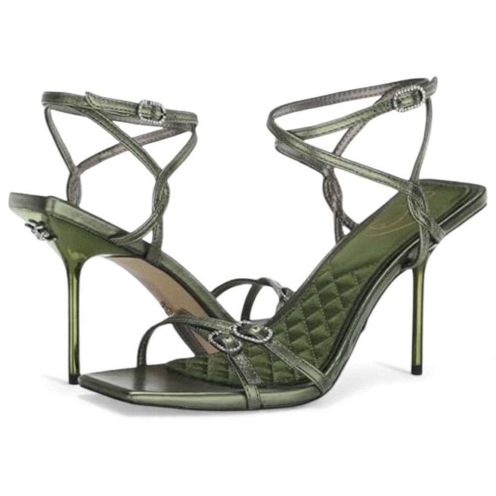 Sam Edelman Women's Trevin Heeled Sandal, Metallic Olive, 5.5